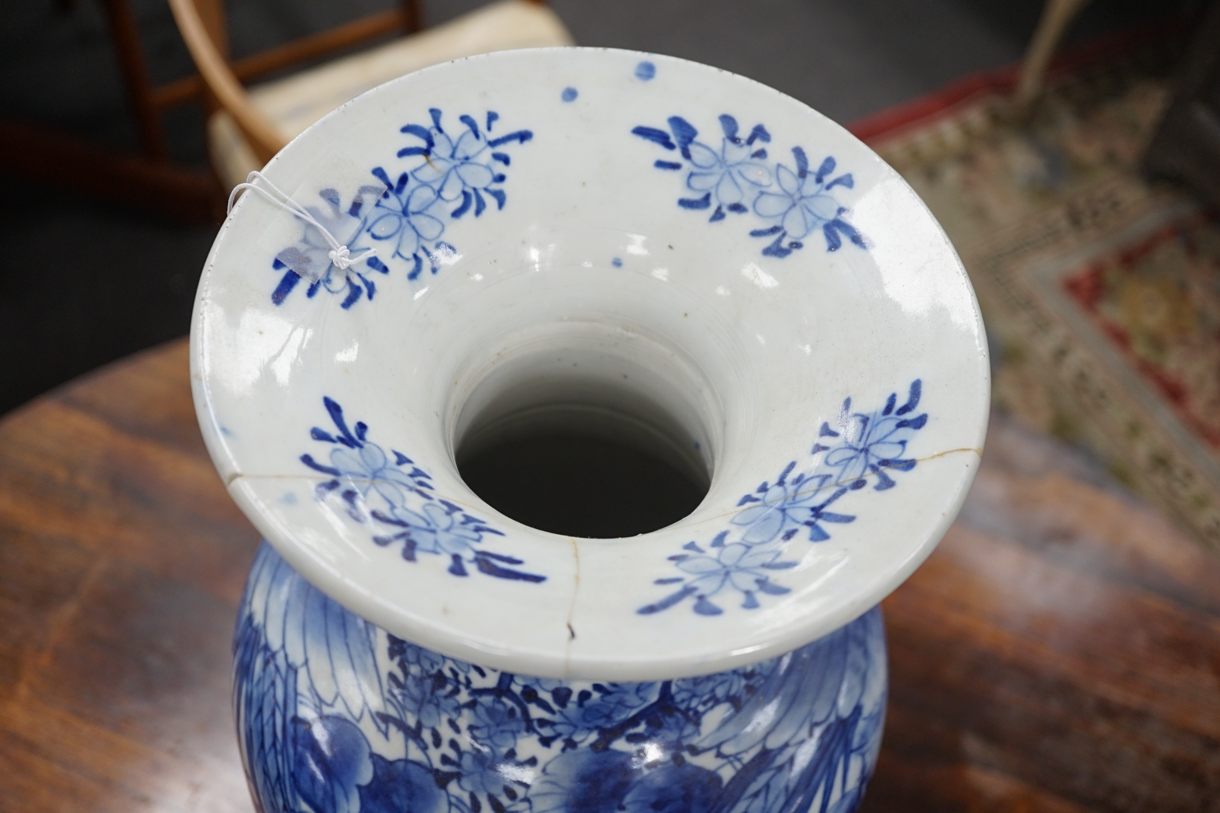 A Japanese blue and white vase-61 cms high.